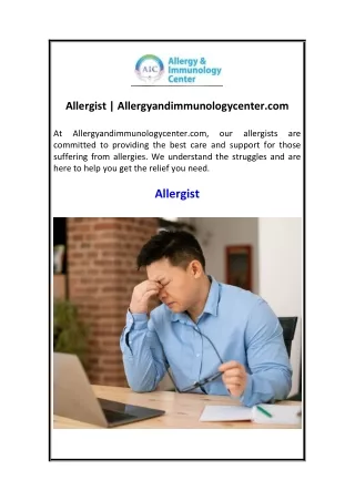 Allergist  Allergyandimmunologycenter.com