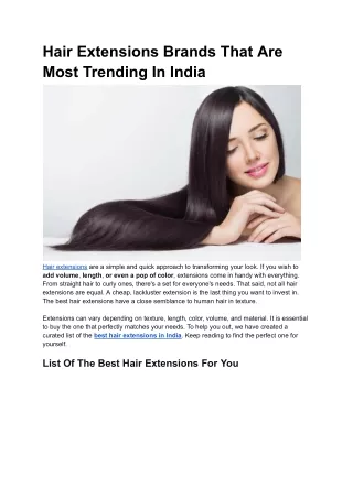 Hair Extensions Brands That Are Most Trending In India