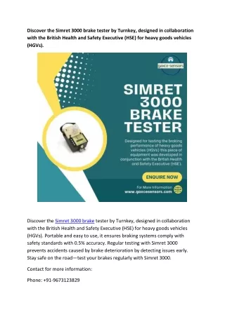 Discover the Simret 3000 brake tester by Turnkey