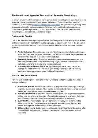 the benefits and appeal of personalized reusable