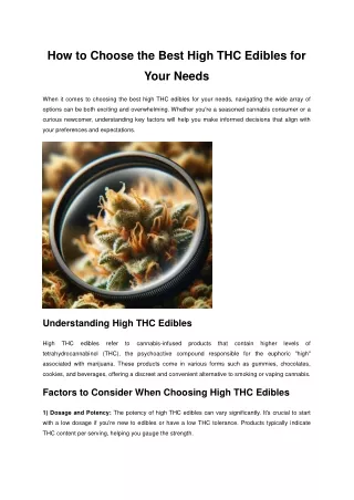 How to Choose the Best High THC Edibles for Your Needs