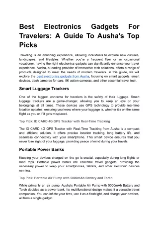 Best Electronics Gadgets For Travelers: A Guide To Ausha's Top Picks