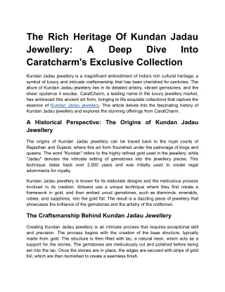 The Rich Heritage Of Kundan Jadau Jewellery_ A Deep Dive Into Caratcharm's Exclusive Collection