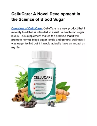 CelluCare_ A Novel Development in the Science of Blood Sugar