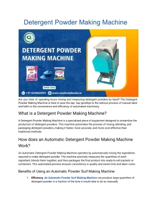 Detergent Powder Making Machine
