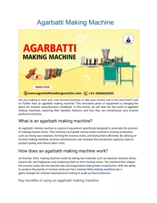 agarbatti making machine