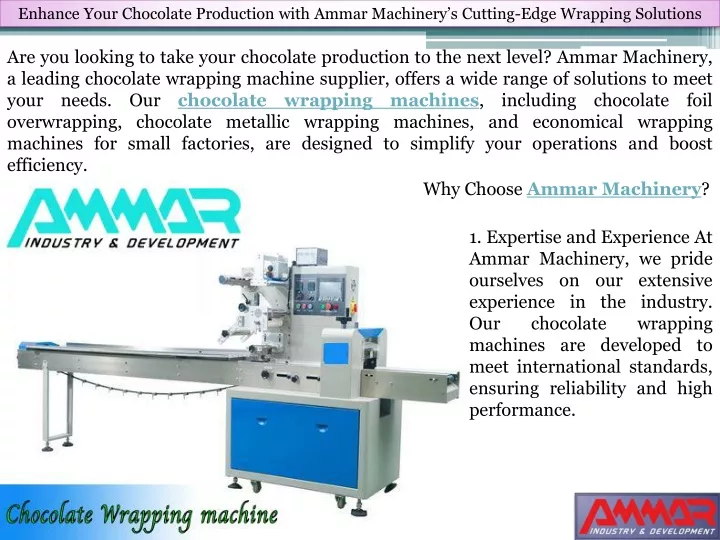 enhance your chocolate production with ammar