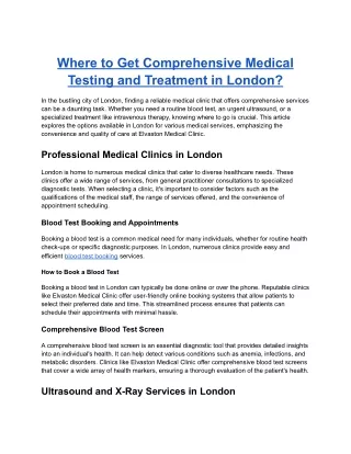 where to get comprehensive medical testing