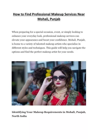 How to Find Professional Makeup Services Near Mohali