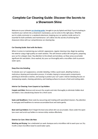Complete Car Cleaning Guide: Discover the Secrets to a Showroom Shine
