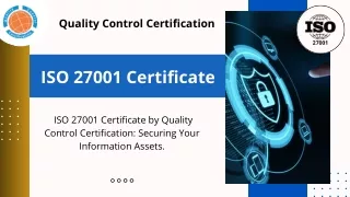 ISO 27001 Certificate | Quality Control Certification