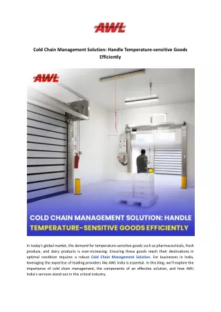 Cold Chain Management Solution: Handle Goods Efficiently - AWL India