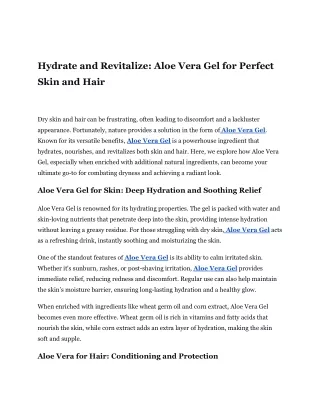 Hydrate and Revitalize_ Aloe Vera Gel for Perfect Skin and Hair