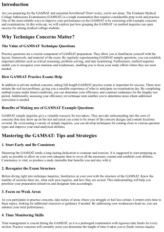 Mastering the GAMSAT: Unlocking Success with Technique Questions