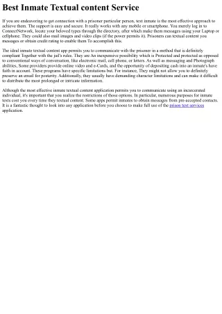 Most effective Inmate Textual content Service