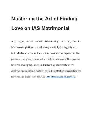 Mastering the Art of Finding Love on IAS Matrimonial