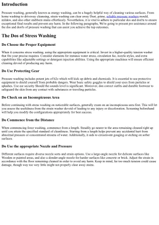 The Dos and Don'ts of Tension Washing: Expert Information for Exceptional Result