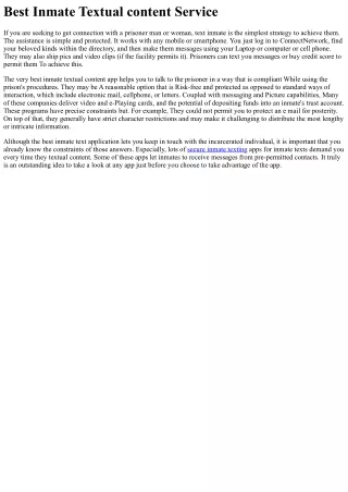 Most effective Inmate Text Company