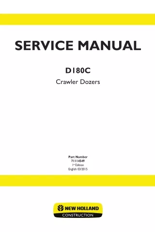 New Holland D180C PAT Crawler Dozer Service Repair Manual Instant Download