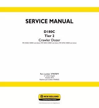 New Holland D180C Tier 2 Crawler Dozer Service Repair Manual Instant Download