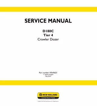 New Holland D180C Tier 4 Crawler Dozer Service Repair Manual Instant Download