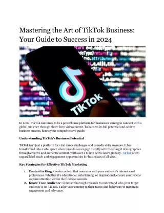 mastering the art of tiktok business your guide to success in 2024