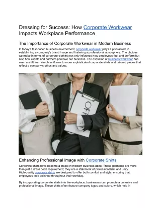 Dressing for Success_ How Corporate Workwear Impacts Workplace Performance