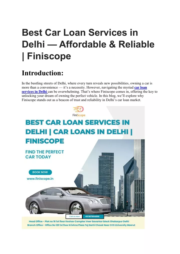 best car loan services in delhi affordable