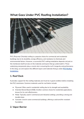 What Goes Under PVC Roofing Installation