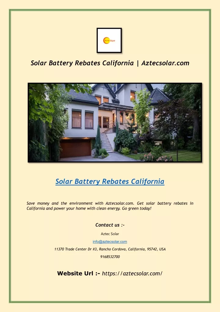 solar battery rebates california aztecsolar com