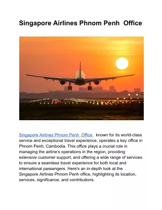 Singapore Airlines Phnom Penh  Office