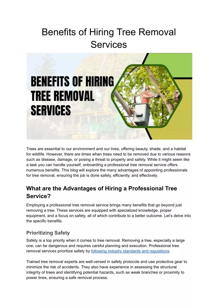 benefits of hiring tree removal services