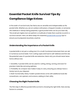 Essential Pocket Knife Survival Tips By Compliance Edge Knives