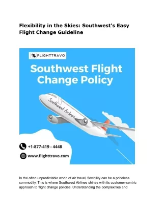 Flexibility in the Skies Southwest's Easy Flight Change Guideline