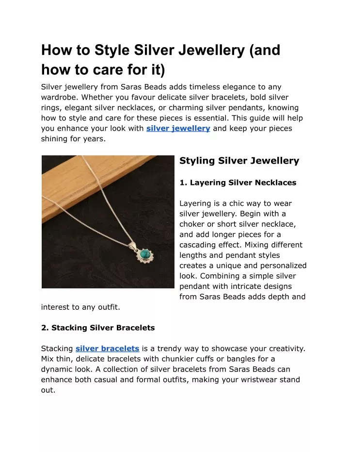 how to style silver jewellery and how to care