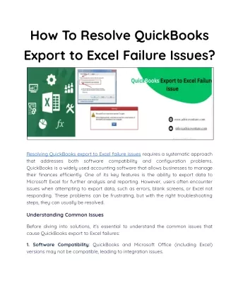 how to resolve quickbooks export to excel failure