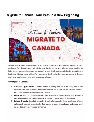 migrate to canada your path to a new beginning