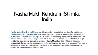 Nasha Mukti Kendra in Shimla.