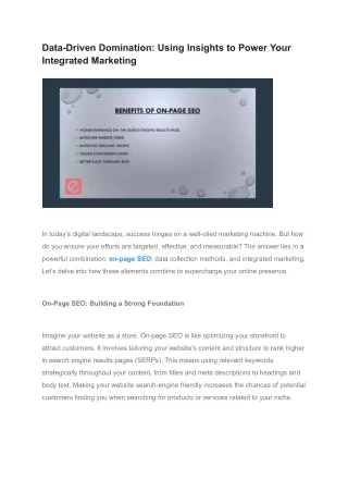 Data-Driven Domination_ Using Insights to Power Your Integrated Marketing