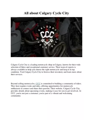 all about calgary cycle city