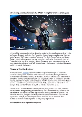 Introducing Jeremiah Peniata Fatu_ WWE’s Rising Star and Son of a Legend
