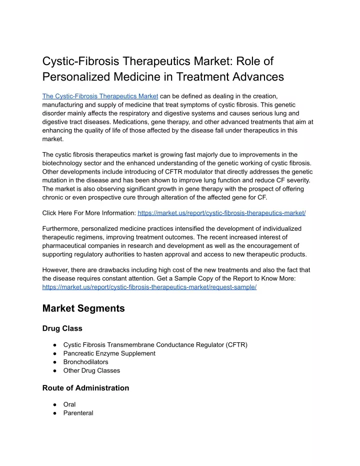 PPT - Cystic-Fibrosis Therapeutics Market: Impact Of COVID-19 On Market ...