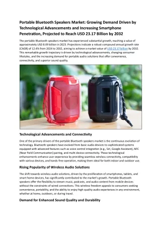Portable Bluetooth Speakers Market: Resonating Growth and Innovation