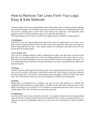 how to remove tan lines form your legs easy safe