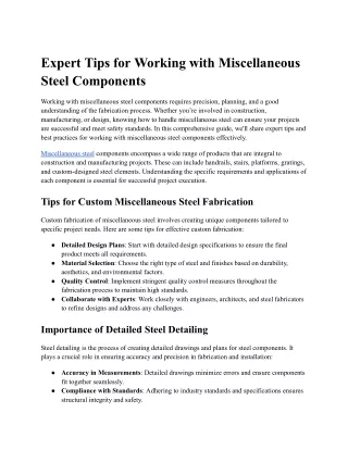 expert tips for working with miscellaneous steel