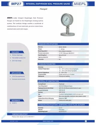 Integral Diaphragm Seal Pressure Gauge - Flanged | India Pressure Gauge