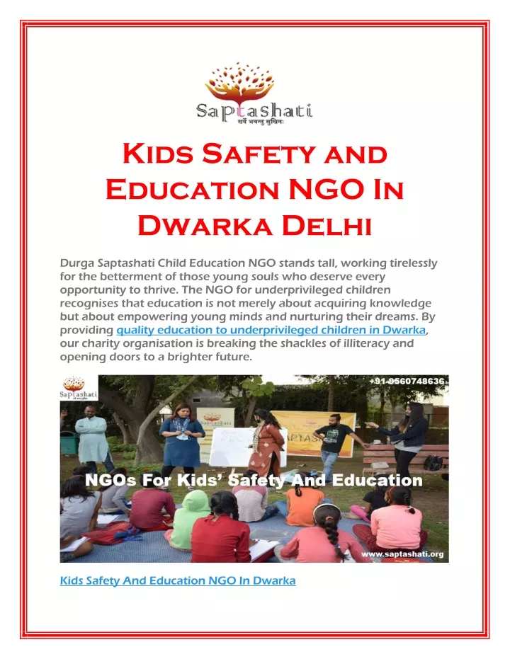 kids safety and education ngo in dwarka delhi