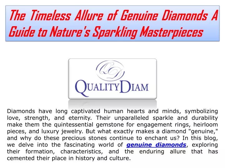 the timeless allure of genuine diamonds a guide