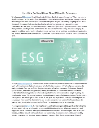 Everything You Should Know About ESG and Its Advantages  8.7.24