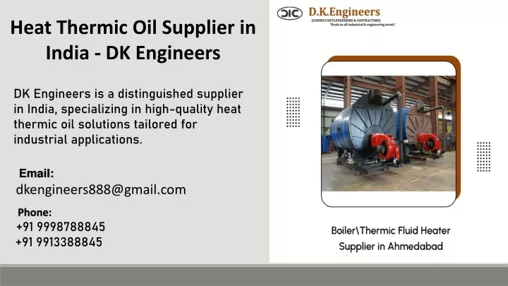 heat thermic oil supplier in india dk engineers